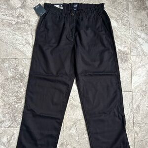 Gap Women's Black Stretch Waist Wide Leg Casual Easy Twill Pants Large